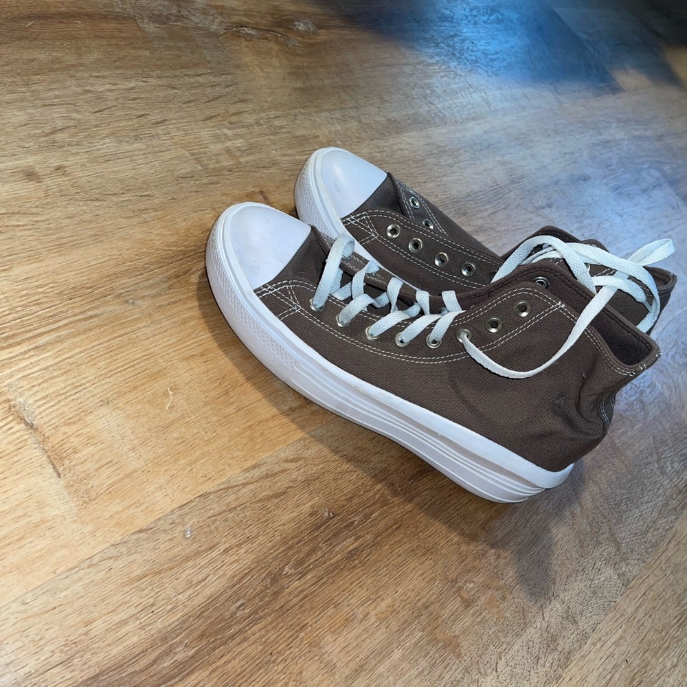 Converse Brown and White High-Top Sneakers